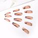 Handcess Shiny Coffin Artificial Nails - Long Ballerina Style Brown Lines 24 Skin-Colored Acrylic Press-On Nails for Women & Girls - Buy Online on GoSupps.com