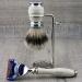 Premium 4Pc Shaving Kit for Men | 5 Edge Razor Silver Tip Badger Brush Stand & Alum Stick | International Shipping - Buy Online on GoSupps.com