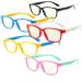 Shiratori Kids Childrens Anti-Blu-ray Glasses Nerd Retro Silicone Clear Lens Eye Glasses Soft Frame 5pack