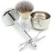 NSNT Exquisit Men's Shaving Brush Set - Synthetic Bristle with Bowl Holder | Perfect Safety Shaving Cream Tool - 2.9x6 inches Silver - Buy Online on GoSupps.com