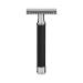 M HLE Traditional safety razor with closed comb - handle made of black precious resin and chrome-plated metal accents Precious resin Black
