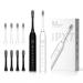 SUNPRO 2 Pack Sonic Electric Toothbrush 6 Modes 42000vpm 8 Brush Heads with 2 Minute Built-in Timer (Black+White)