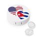 Cuba US Flag Round Case For Contact Lens Kit Storage Box with Mirror Printed