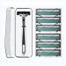 2-Blade Razor for Men with Dual Lubrication and Precision Trimmer Handle & 6 Cartridges Cartridges fit Razor Handles only 6 Piece Set Black