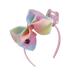 Rainbow Printed Hair Bow Hairband for Girls Boutique Handmade Headbands Kids Unicorn Ribbon Hair Accessories