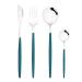 Cutlery Sets Portable Cutlery Set Cutlery Sets 4 Piece for Big Family Camping Picnic Kitchenware (Size : Silver+Green)