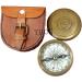 Vintage Brass Pocket Compass with Leather Case - Rustic Home Decor Gift - Buy Online on GoSupps.com