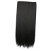 Beatifufu Piece Long Straight Hair Wig Hair Extensions Clip in Human Hair Dark Brown Hair Extensions Jet Black Wig Women Hair Extensions Natural Hair Accessories Miss High Temperature Wire 80X15CM Black