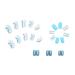 Mervf Blue White Squoval Press On Nails with Glitter Lines Design - 24pcs Glossy Acrylic Fake Nails for Women and Girls - Buy Online on GoSupps.com