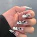 HJKOGH 24pcs Pink Pattern Fake Nails Full Cover Fake Nails Glue DIY Manicure Nail Art Tools (Color : F)