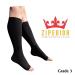 Ziperior Open Toe Compression Socks 30-40 mmHg Grade 3 | Inside Leg Calf Zipper | Black Large-X-Large - Buy Online on GoSupps.com