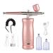 Hoadoek Airbrush Kit Handheld Rechargeable Airbrush Compressor Airbrush Set Portable for Nail Art Barber Makeup Cake Easy Install Pink