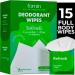 FOMIN Travel Deodorant Wipes - 15 Count - Refreshing Cucumber and Aloe - pH Balanced Hypoallergenic Mini Deodorant Wipes For Women and Men - Plastic-Free Individually Wrapped Underarm & Body Wipes Refresh - Cucumber Aloe 15 Count (Pack of 1)