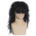 Qhpnunhq Men Wigs Punk Flaccid Long Curly Wig for Male High Temperature Fiber Rock Cosplay Costume Black