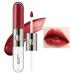 KQueenest Matte Liquid Lipstick with Clear Lip Gloss Mirror Dual Ended Lip Color Long Lasting Non Sticky Lip Stain High-Pigment Burgundy Lip Stick Double Effect 24 Hour Superstay Lip Makeup #128