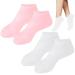 LINXINS Silicone Socks for Cracked Feet 2 Pairs Silicone Socks for Women Silicone Moisturising Socks Women Foot SPA Pedicure Silicone Socks Softening Dry Cracked Feet Rough Skins Pink & White