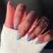 Sethexy swirl artificial tonsiling brief French artificial nails abstractly wrong nails shiny 24 pieces acrylic nails to stick on for women and girls blue French
