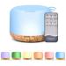 AZULON Essential Oil Diffuser 300ML Ultrasonic Aromatherapy Air Diffuser Humidifier with Remote Adjustable Mist Mode Waterless Auto Off & 7 LED Lights for Home (Wood Grain)