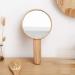 Sooiy Hd Handle Makeup Mirror Solid Wood Portable Shaving Mirror Handheld Mirror Beauty Wooden