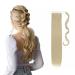 23" Long Straight Wrap Around Ponytail Clip in Hair Extensions One Piece Hairpiece Magic Tape in Pony Tail Extension for Women Ash Blonde