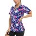Koscacy Womens Quarter Zip Polo Shirts Short Sleeve Quick Dry Golf Tennis Athletic Tops (S-2XL) Geometry Small