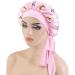 2Pcs Satin Sleeping Bonnet for Women - Adjustable Butterfly Satin Sleep Cap Set in Pink and Navy Blue - Buy Online on GoSupps.com