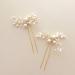 Artio Bride Wedding Pearl Hair Pins Girls Bridal Hair Accessories Hair Piece for Women and Girls 2PCS (Gold)