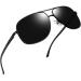 Joopin Polarised Sunglasses Mens UV Protection Al-Mg Metal Frame Double Bridge Aviation Sunglasses for Men Women Sun Glasses for Driving A02-black Frame Black Lens