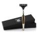 Haryali London Safety Razor with 3 Edges and Golden Antique Design Handle Beard and Mustache Safety Razor for Men
