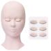 Mannenquin head with 4 pairs eyelids puppet exercise head eyelash extension soft silicone make-up head exercise model for beginners e-MTT-White