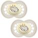 MAM Original Pure Night Soother 6+ Months (Set of 2) Sustainable and Bio-Renewable Baby Soother SkinSoft Silicone Teat Glow in the Dark Soother Cream (Designs May Vary)