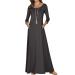 Jacansi Women's 3/4 Long Sleeve Maxi Dresses Casual Boat Neck Dress with Pockets XXL Dark Gray