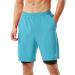 TENJOY Men's 2 in 1 Running Shorts - Quick Dry Athletic Workout Shorts with Phone Pockets (Light Blue, Large) - Buy Online on GoSupps.com