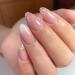 Medium Press on Nails White Pink Gradient Almond False Nails Artificial Rhinestone Glossy Fake Nails for Women Short Acrylic Nail with Adhesive Tabs 24 Pcs Almond Gradient Pink Nails