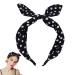 Blace Bow Polka Dot Headband Bowknot Spa Skincare Headband for Women Girls Blcak Bow Hairband Hair Band for Washing Face Halloween Hair Accessories for Girls Women Top Knot Hair Band Bow Tie Hairband black