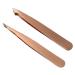 2pc Compact Tweezers Set   Multipurpose Mini Slanted & Pointed Tweezer - Eyebrows Facial Hair Splinter Thorns Ingrown Hair Removal First Aid Kit - Professional Stainless Steel Rose Gold