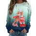Yck-SAiWed Ugly Christmas Sweatshirts for Women Fashion Gradient Reindeer Print Pullover Casual Crew Neck Long Sleeve Jumpers Green Large