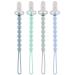 Silicone Pacifier Clip 4 Pack One Piece Beads Pacifier Clip Holder for Baby Boys Girls Flexible Pacifier Clips for Baby Essentials Safe for Newborns Teething Relief Rust-Free Holder Clip Elephant