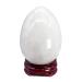 Ladeukoi Stone Egg Figurines Polished Healing Crystal Easter Eggs Ball Sculpture with Wooden Stand 45mm Tall White Quartz