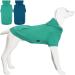 Kickred 2 Pieces Basic Cotton Dog Hoodie Sweater, Soft Pet Clothes Dog Sweatshirts, Dog Outfit Coat Pullover with Pocket and Leash Hole for Small Medium Large Dogs, 2XL 2XL Turquoise & Dark blue/Sleeved