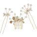 Healeved 2 Sets Bridal Hairpin Rhinestone Hair Clips Rhinestone Headpiece Flower Headpiece Bride Hair Comb Bride Hair Side Comb Hair Pin Hair Comb for Bride Women's Hair Stick Pearl Alloy - Buy Online on GoSupps.com