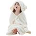 Gneliwm Baby Hooded Bath Towel Swaddle Wrap Blanket Bathrobe Ultra Soft Absorbent Coral Velvet Poncho Shower Towel for Newborn Infant Toddler (White Sheep)