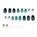 Justotry 24-Piece Dark Green & White Swirl Press-On Almond Nails | Short French Artificial Acrylic Nails for Women | Easy Stick-On Nail Art - Buy Online on GoSupps.com