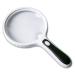 Meichoon Handheld Magnifier 3x 10x Magnification Extra Large Optical Lens Clear Field of View Illuminated with 4 LEDs Elderly Reading Children's Exploration White