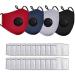 Reusable Face Bandanas with Breathing Valve & 20 Activated Carbon Filters - Pack of 4 Bandanas + 20 Filters - Buy Online on GoSupps.com