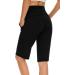movvoche Women's 12 Bermuda Shorts - Athletic Knee Length Running Shorts with Stretch Fabric and Pockets - Large Black - Buy Online on GoSupps.com