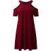 Women's Off The Shoulder Summer Dress - V Neck Casual Mini Dress in Solid Wine Color - XX-Large - Buy Online on GoSupps.com