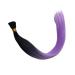 Hair Piece Colorful Hair Extensions I Tip Hair Rainbow Hairpieces Ombre Color 16inch 100 Strands/set For Women Synthetic Hair Accessiories For Women(Black-LightPurple)