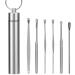 Earpick 6-Piece in Aluminum Barrel Elastic Mallet Spring Head 360 Degree Rotation Ladle Ear Silver
