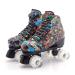 Classic Roller Skates Indoor/Outdoor Youth High Top Quad Rink Skate Shoes Black with White Wheels 8 M US Women/9.64"